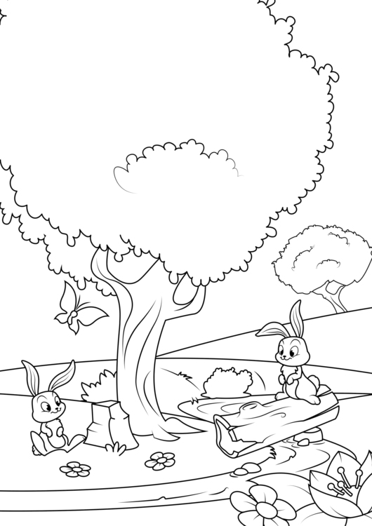 Coloring page spring in the forest