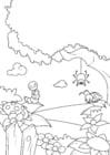 Coloring page spring in the forest