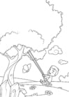 Coloring pages spring, rocking tree