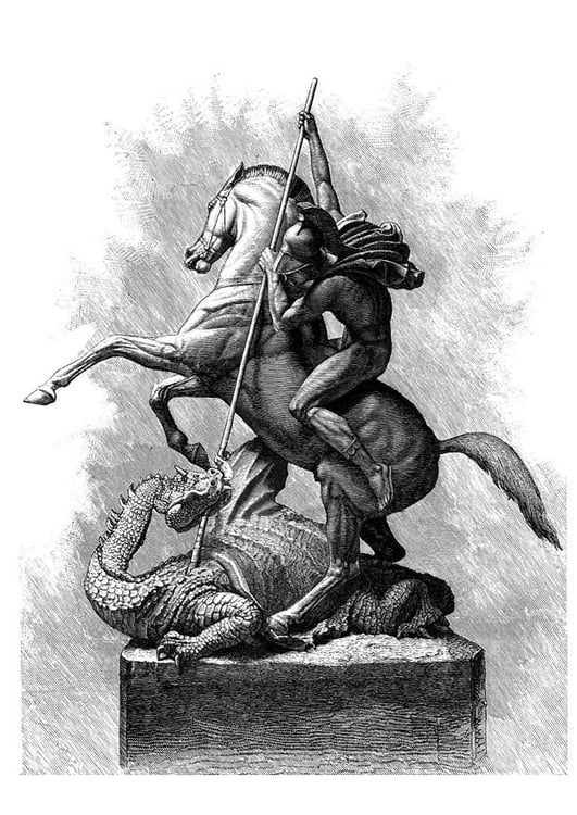 Coloring page St George and the dragon