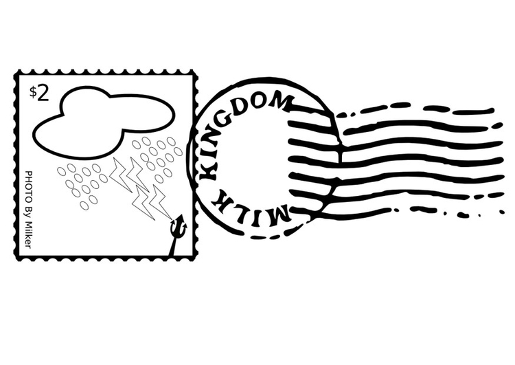 Coloring page stamped postage stamp