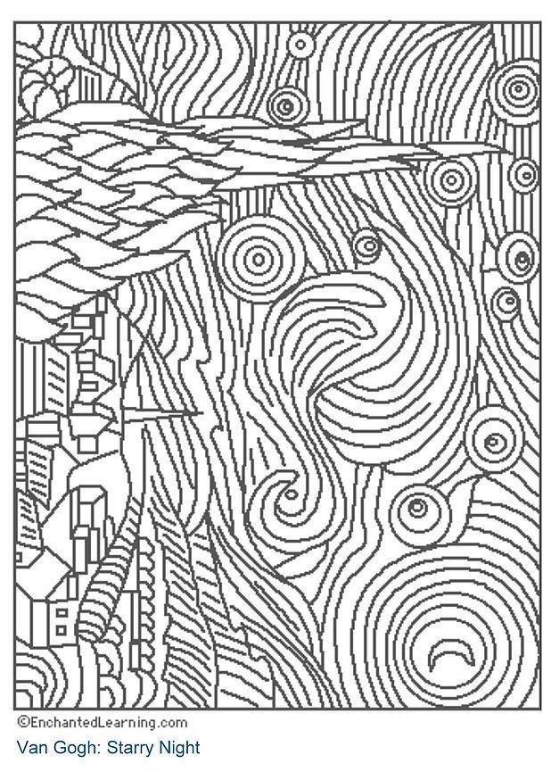 Coloring page Starry Night