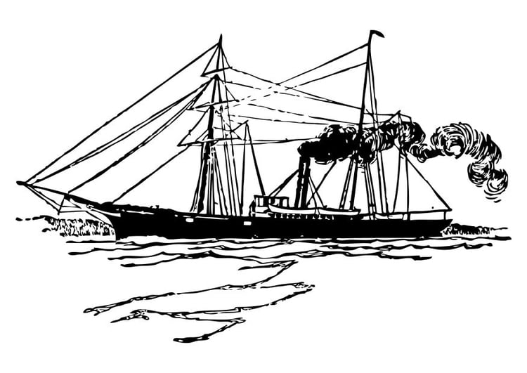 Coloring page steam ship