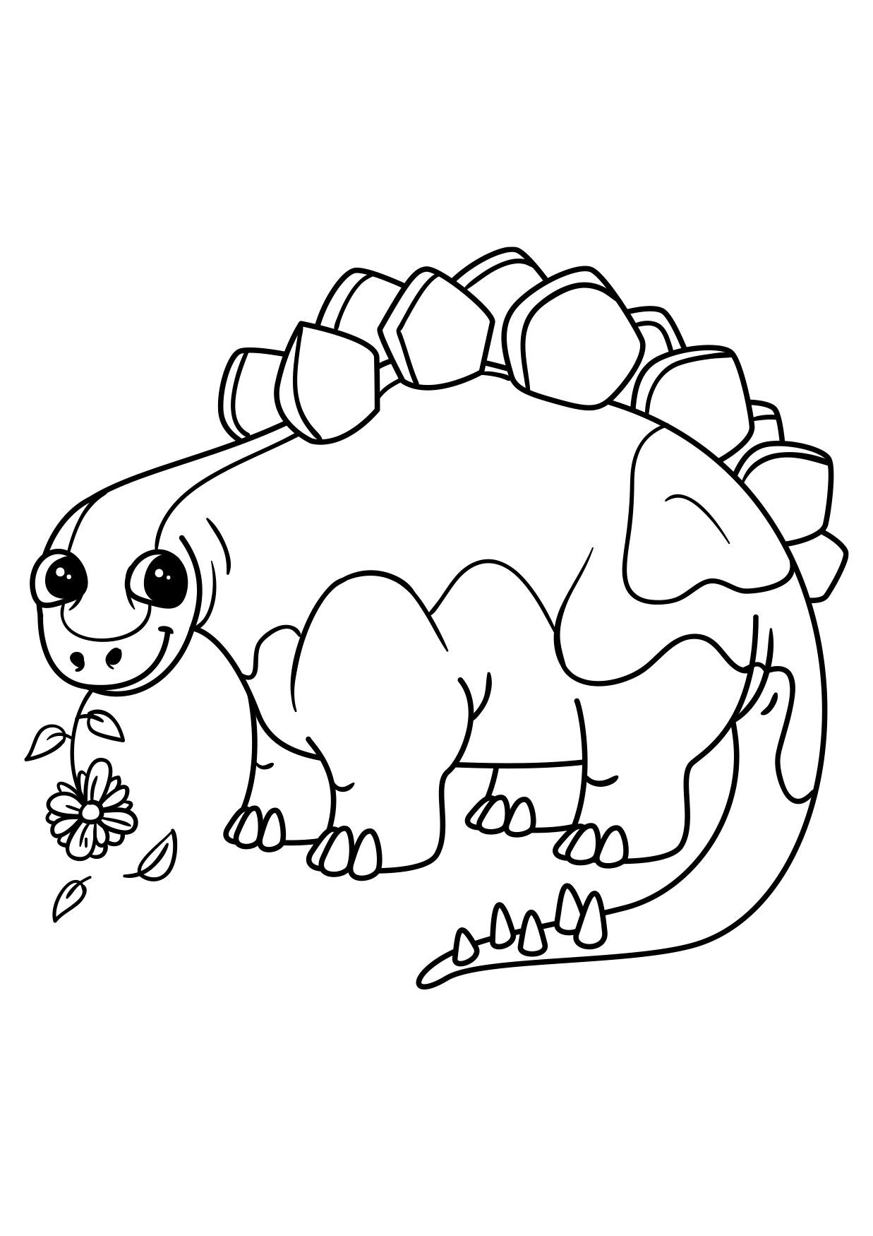 Coloring page stegosaurus with flower