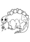 Coloring page stegosaurus with flower