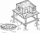 Coloring pages stilt house