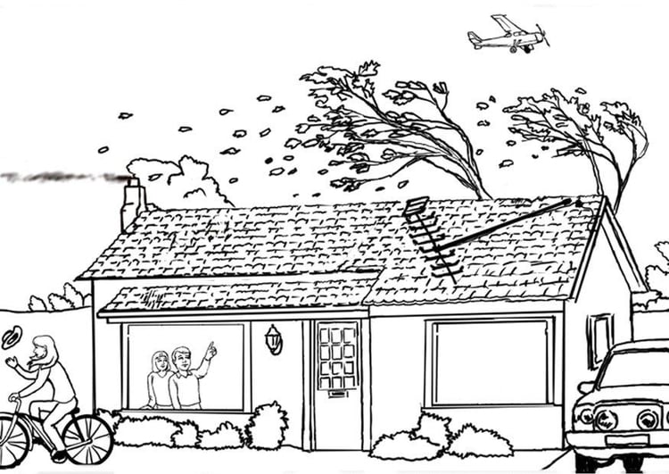 Coloring page storm, gale-forced winds