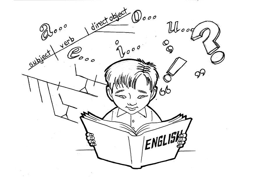 Coloring Page studying English - free printable coloring pages - Img 12428