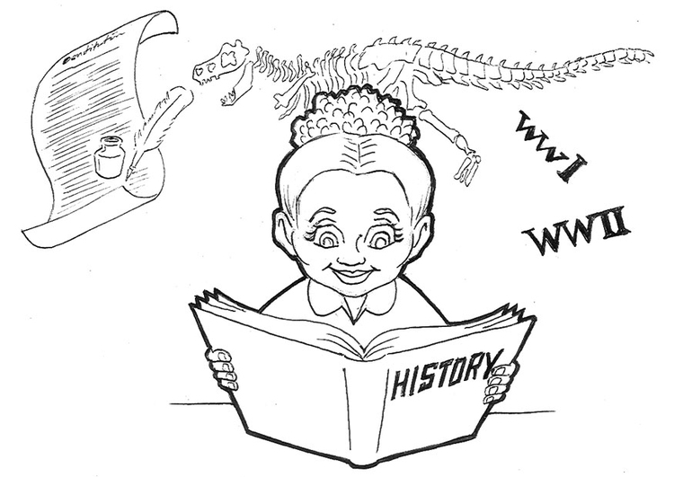 Coloring page studying history