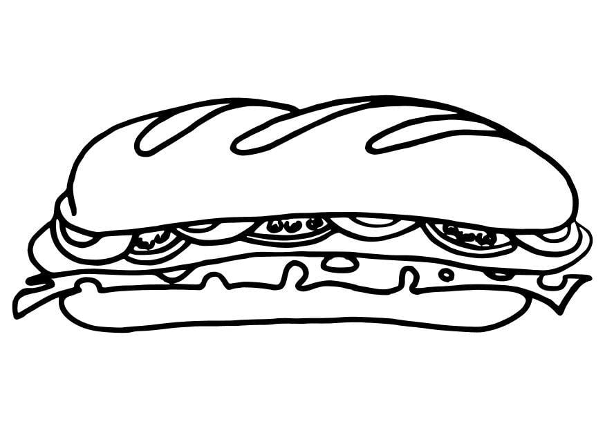Coloring page sub sandwich