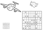 Coloring pages sudoku - airplanes