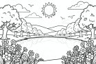 coloring-page summer scene