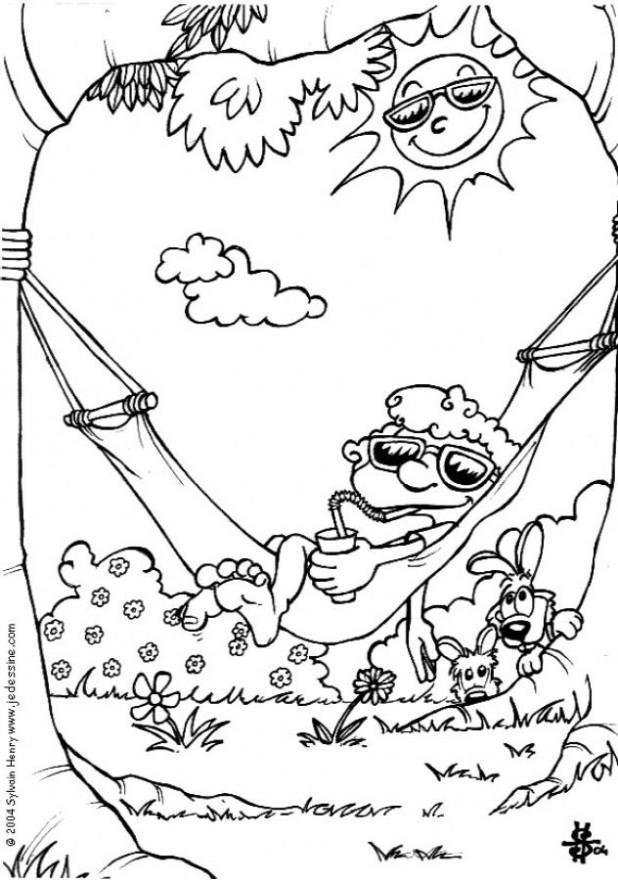 Coloring page summer - the hammock