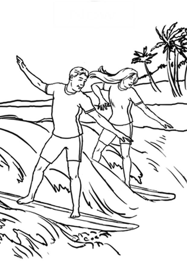 surfing coloring pages printable