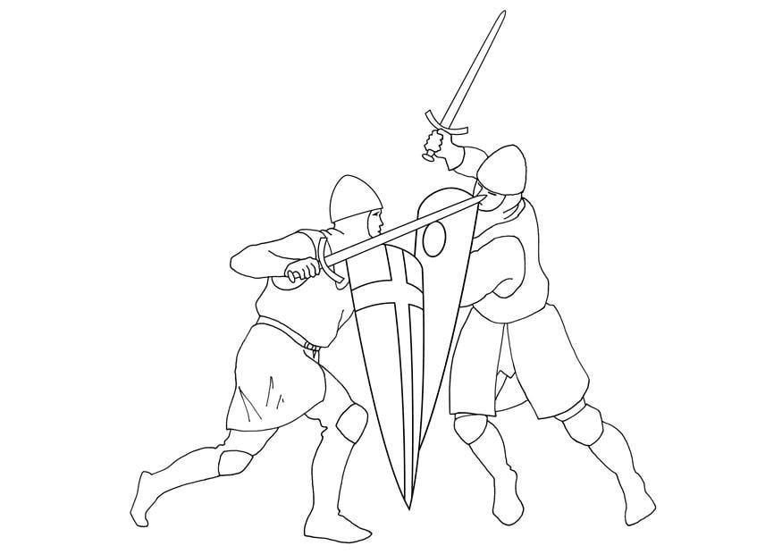 Coloring page sword fighting