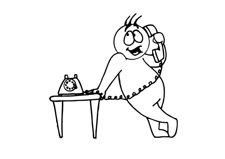 Coloring page talking on the phone