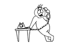 coloring-page talking on the phone