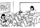 Coloring pages teacher in classroom
