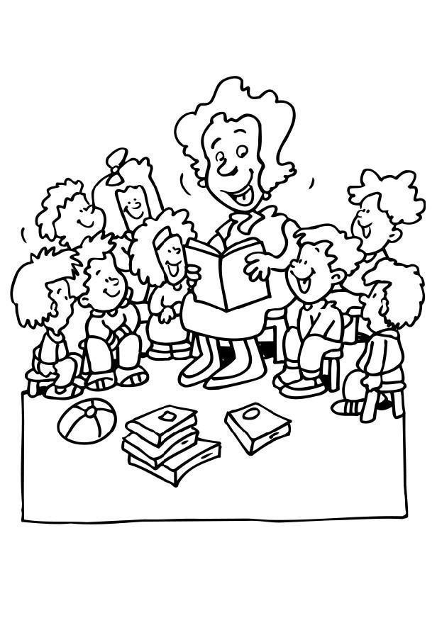 teacher and students coloring pages