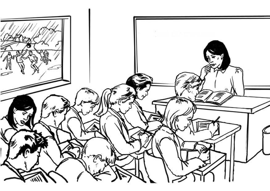 teacher and students coloring pages