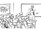 Coloring pages teacher in classroom