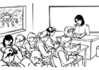 Coloring pages teacher in classroom