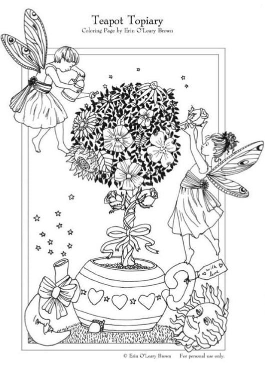 Coloring page teapot topiary