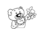 coloring-page teddy bear with flowers