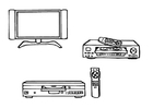 Coloring pages television, vcr, dvd player