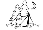 Coloring page tent sleeping