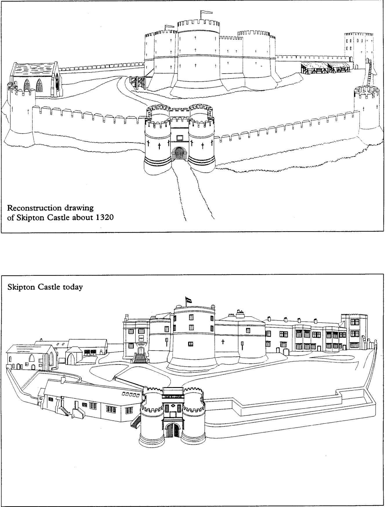 Coloring page The Castle in 1320 and the Castle today