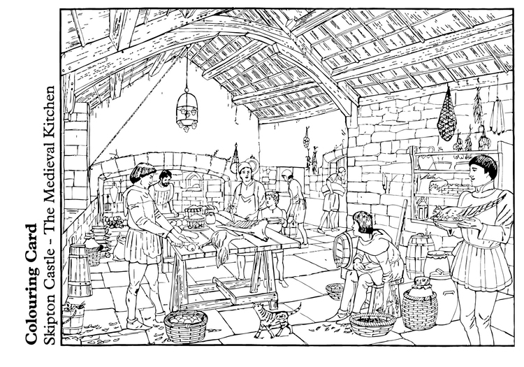 Coloring page The medieval kitchen