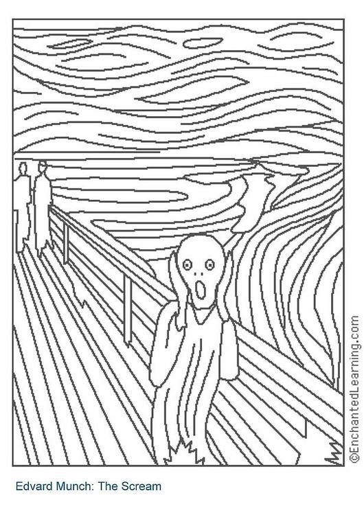 Coloring Page The Scream - free printable coloring pages