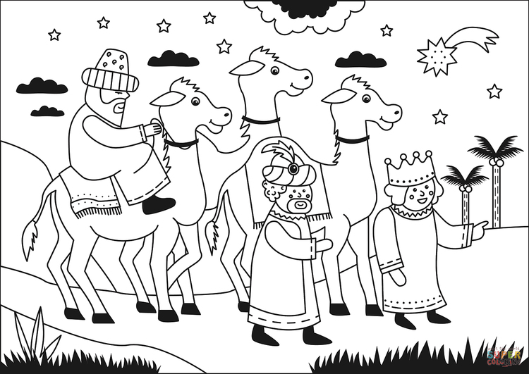 Coloring page the three wise men