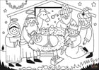 Coloring page the three wise men with Jesus