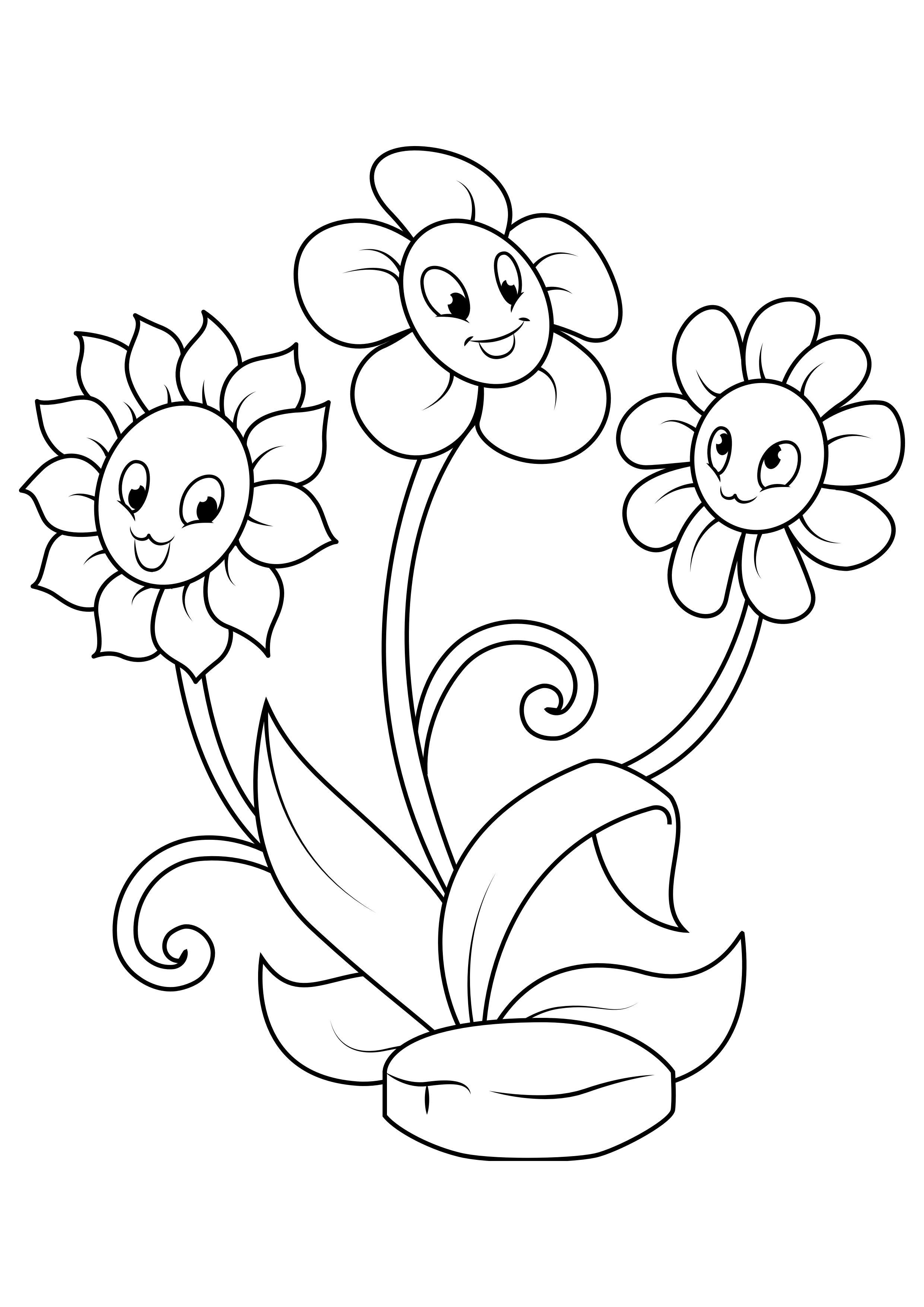 Coloring page three flowers