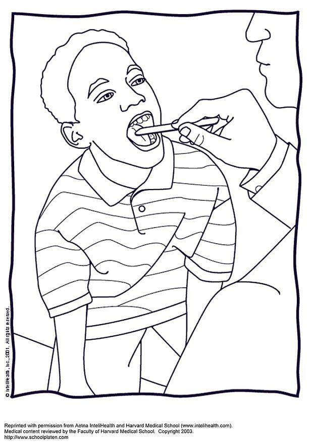 Coloring page throat examination
