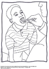 Coloring page throat examination