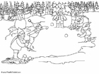 Coloring page throw snowballs