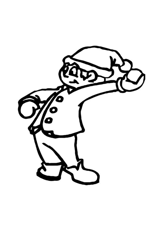 Coloring page throwing snowball