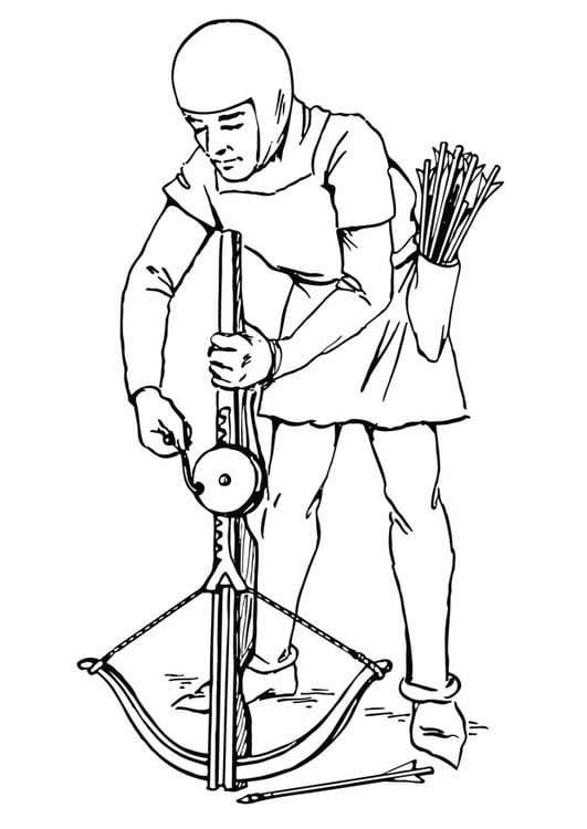 Coloring page tighten crossbow