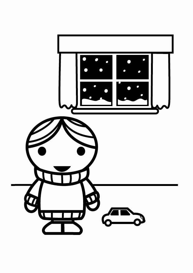 Coloring page to be energy effcient, wear a warm sweater in winter