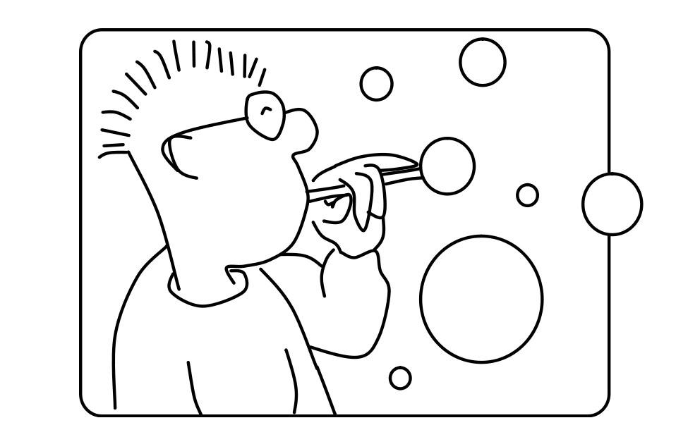 Coloring page to blow air bubbles