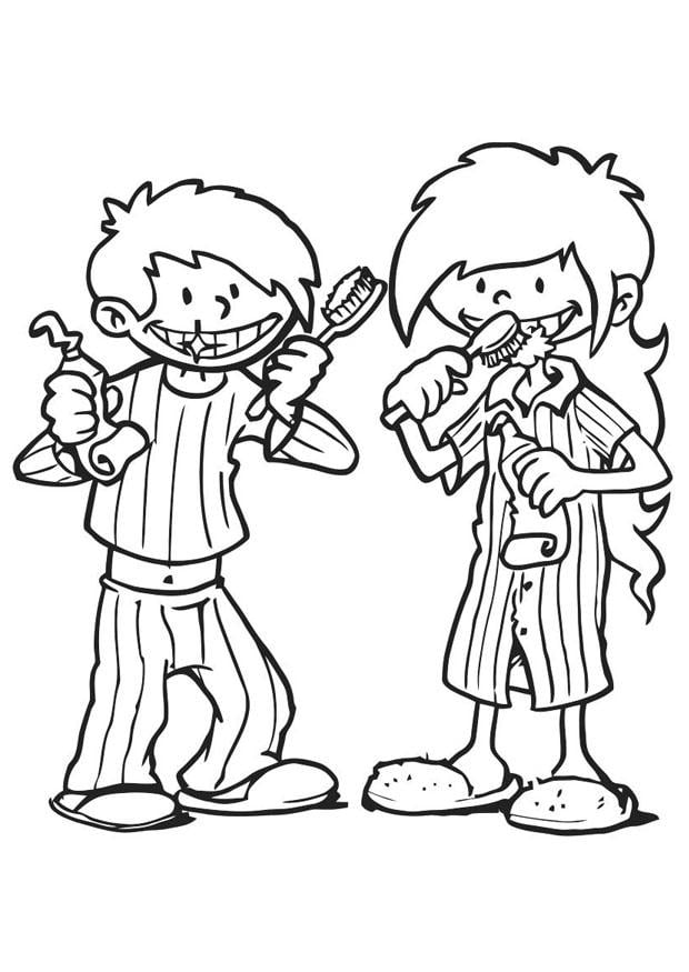 Coloring page to brush one's teeth