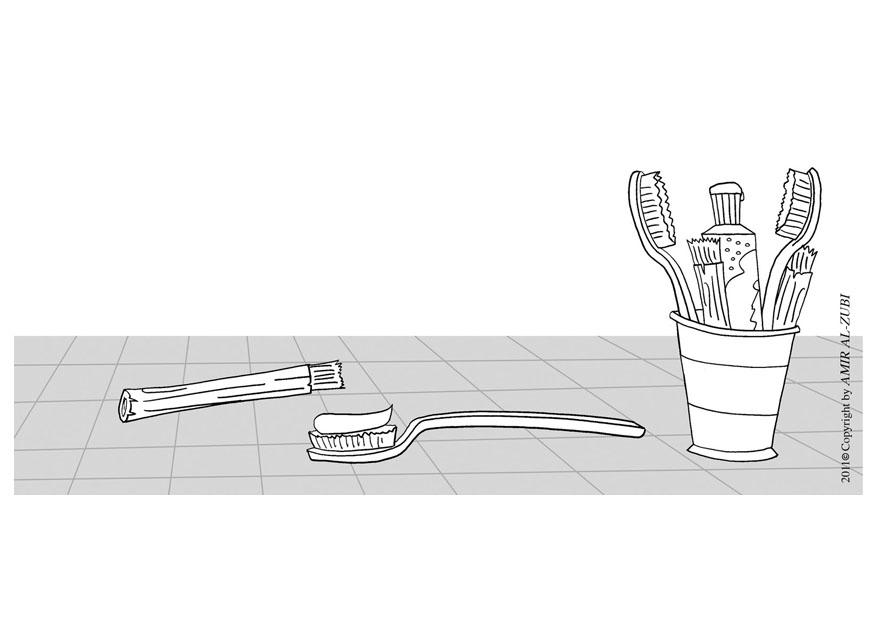Coloring page to brush one's teeth