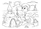 Coloring page to build a sandcastle