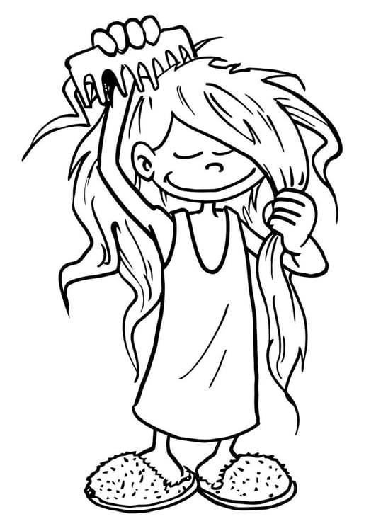 Coloring page to comb one's hair