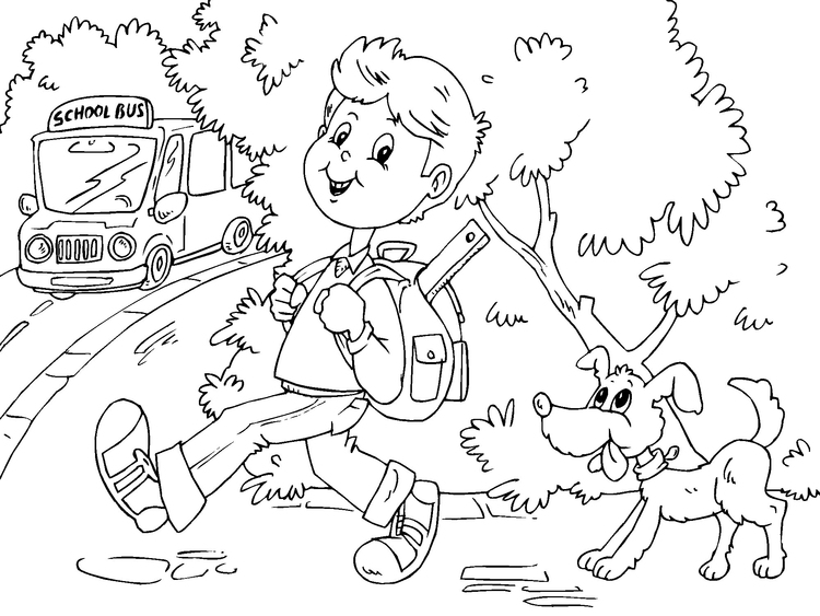 Coloring page to go to school by bus