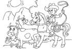 Coloring page to herd cows