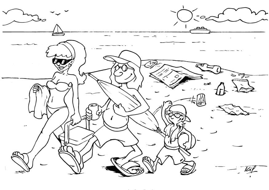 Coloring page to leave rubbish on the beach